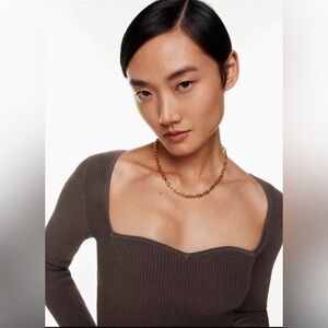 Babaton Sculpt Knit Sweetheart Longsleeve Top Sm